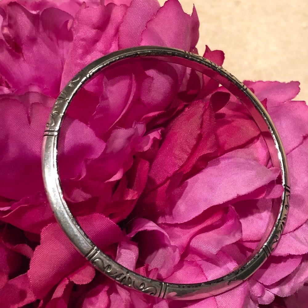 Brighton Scroll Design Silver Tone Thin Bangle Br… - image 6